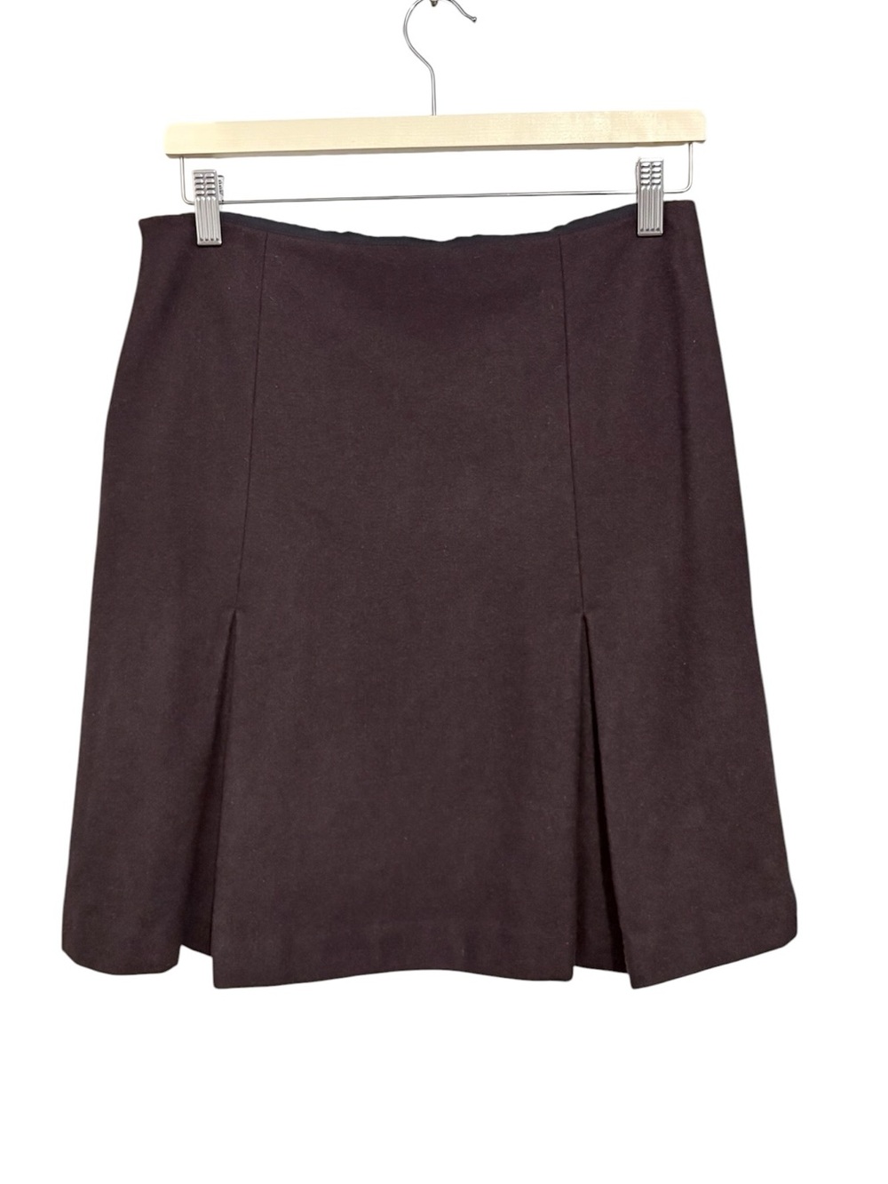 Vintage 90s Club Monaco Brown Wool Pleated Skirt - Made in Canada - Sz 6 - Picture 3 of 9
